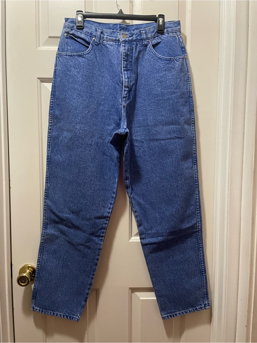 Vintage 80s 90s Women’s Stefano Straight Leg Acid Wash Blue Mom Jeans size 16